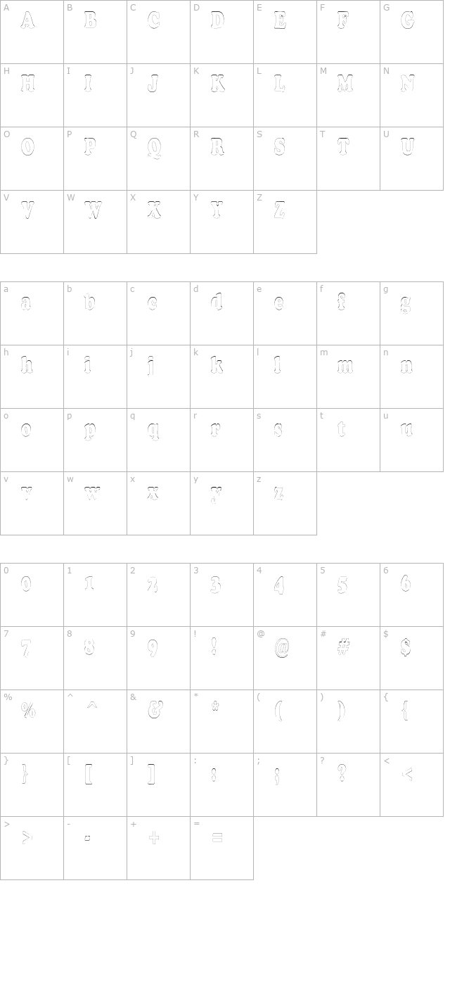 CopperfieldOutlineCondensed character map