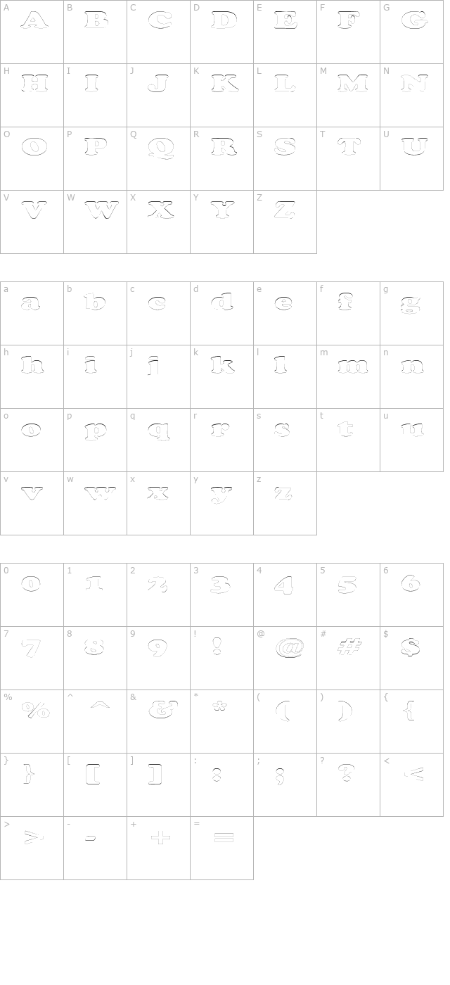 CopperfieldOutlineExtended character map