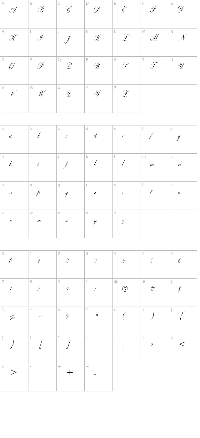 CopperplateScript character map