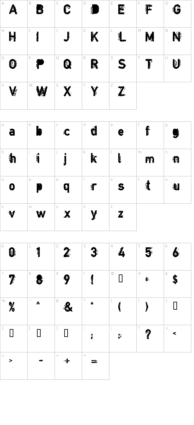 Copystruct Bold character map