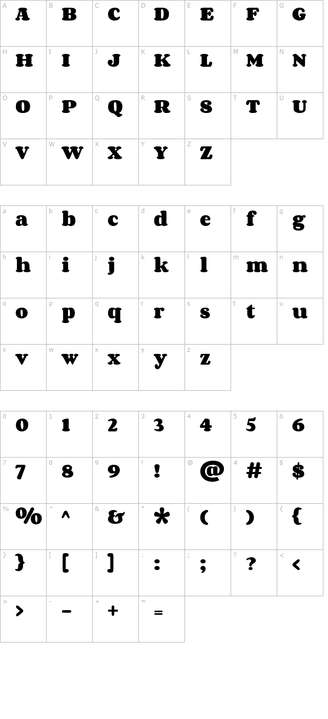 corben-bold character map