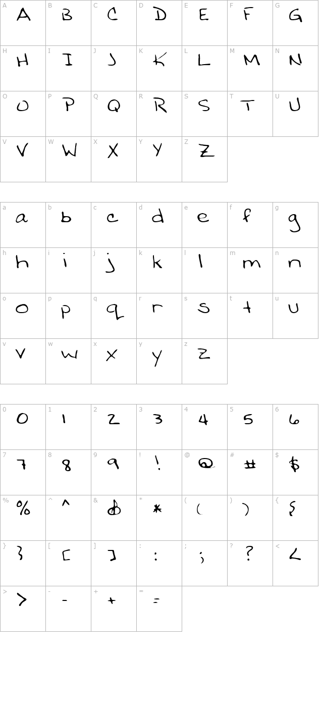 Corbitt Regular character map