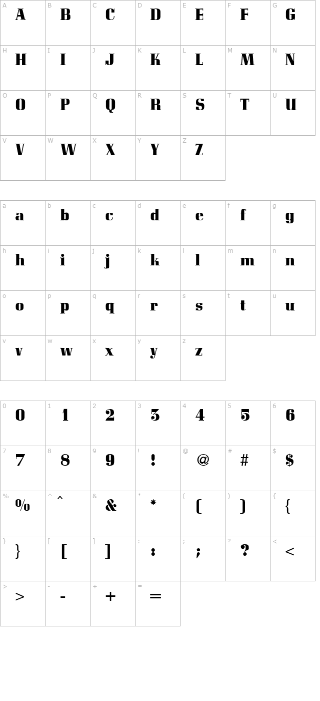 cordialheavy-regular character map