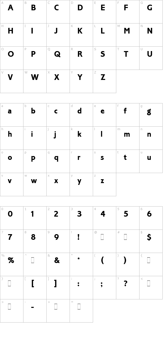 corinthian-bold character map