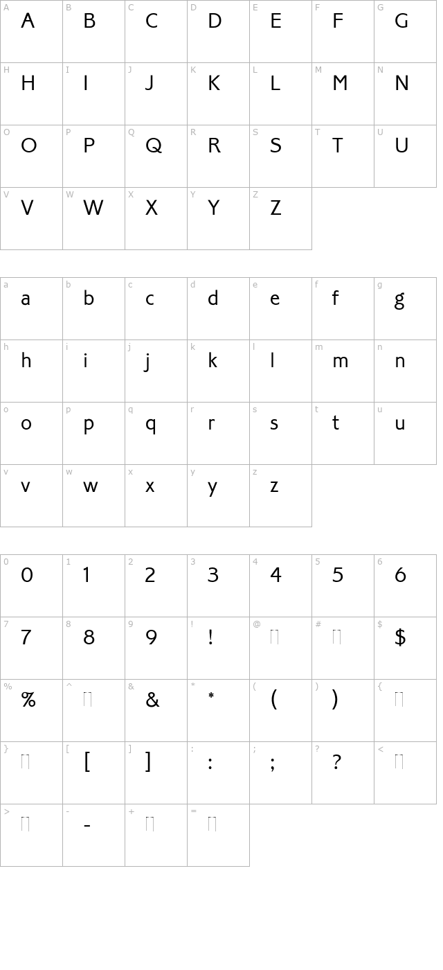 corinthian-light-plain character map