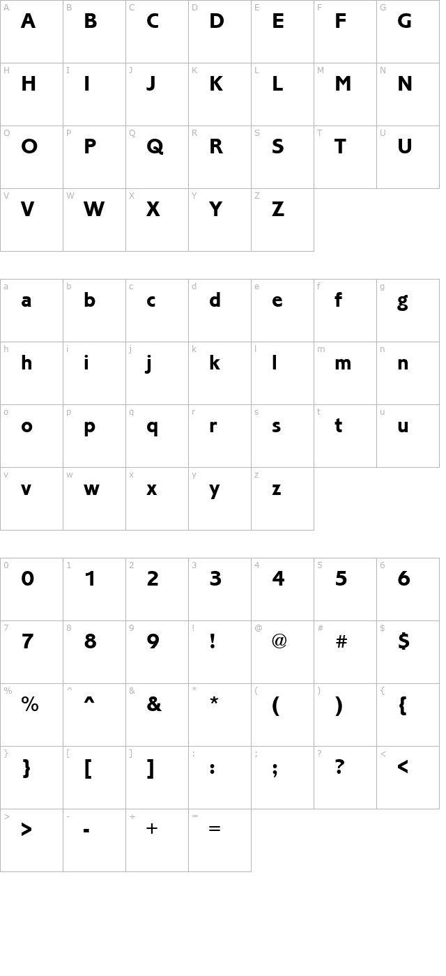 CoriSans Bold character map