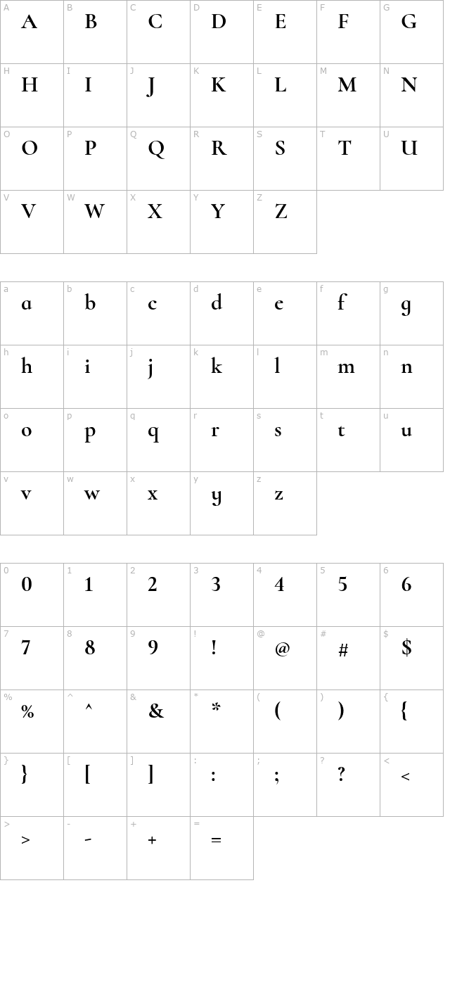 cormorant-infant-bold character map