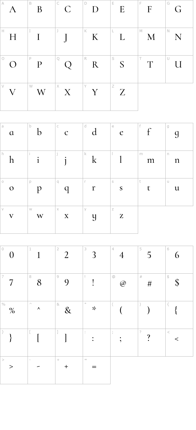 cormorant-infant-medium character map