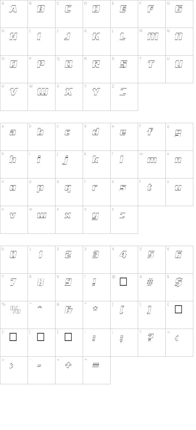 corneredoutline-italic character map