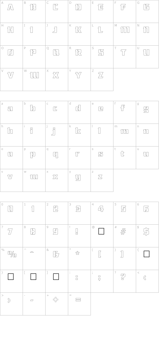 CorneredOutline Regular character map