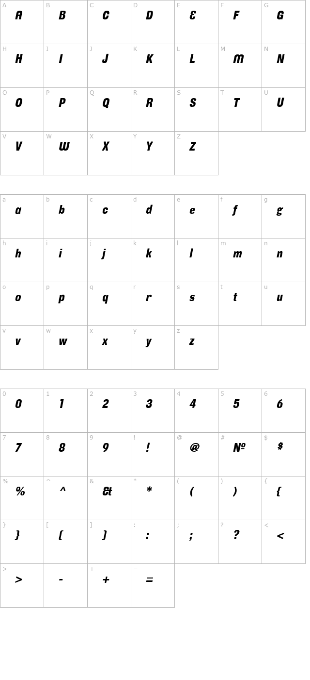 corpusgothicalternative-italic character map