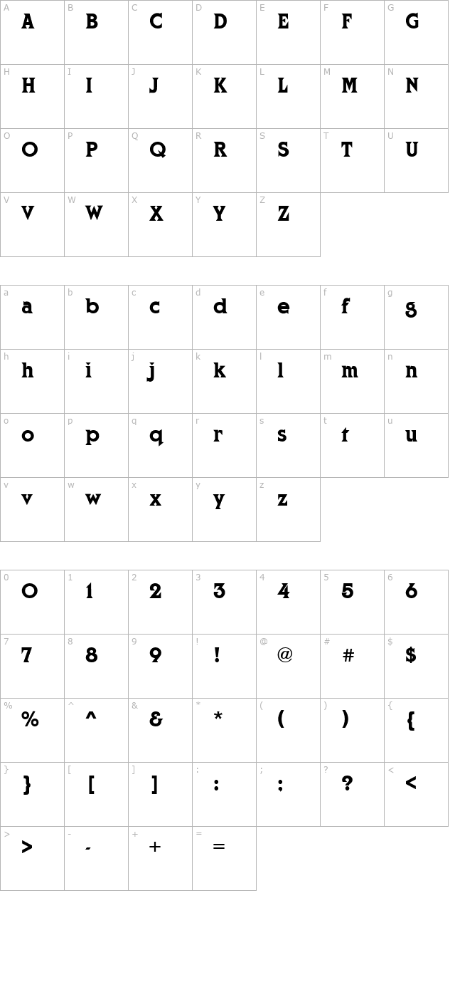 Cortez Regular character map