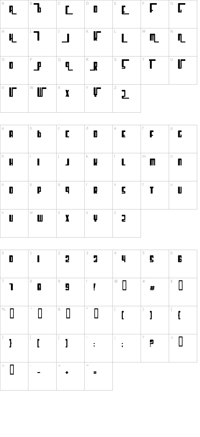 Cosmic Age Bold character map