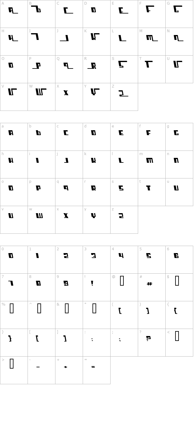 Cosmic Age Extended Italic character map