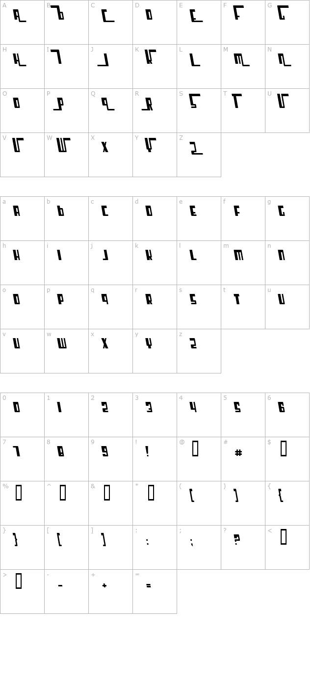 Cosmic Age Italic character map