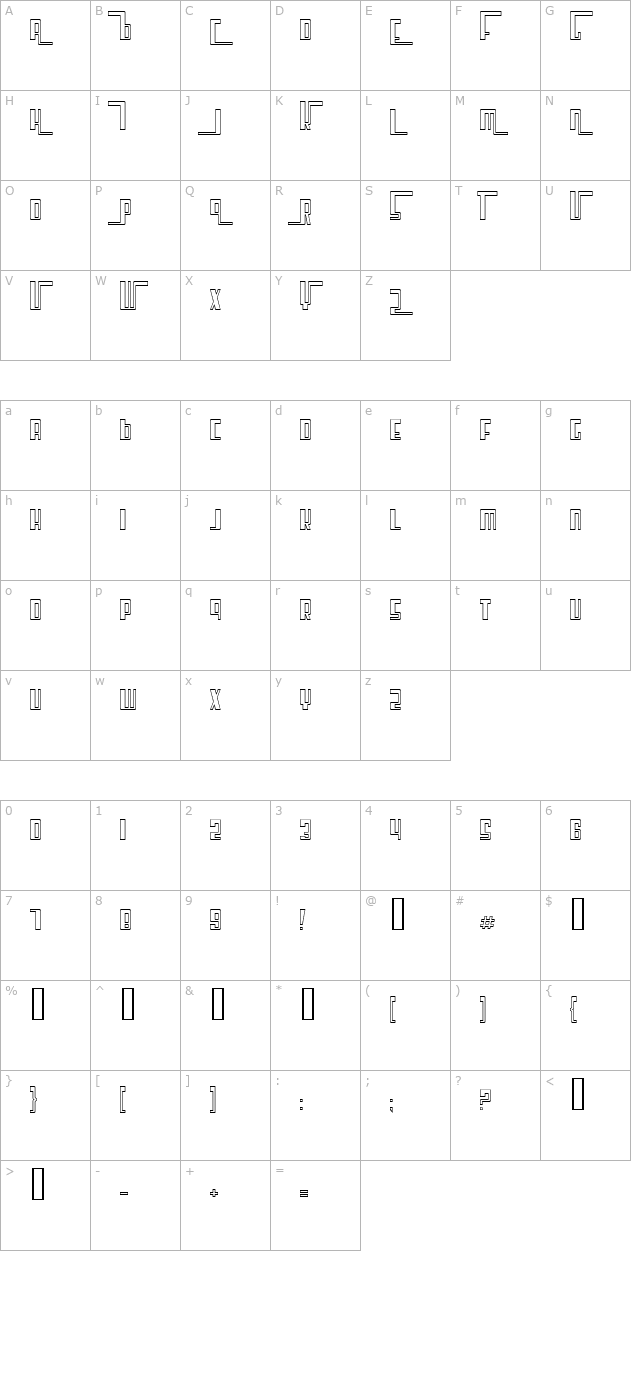 Cosmic Age Outline character map