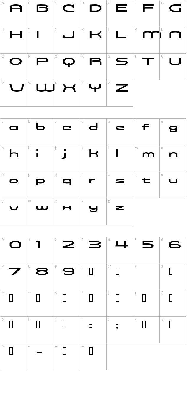 cosmos character map