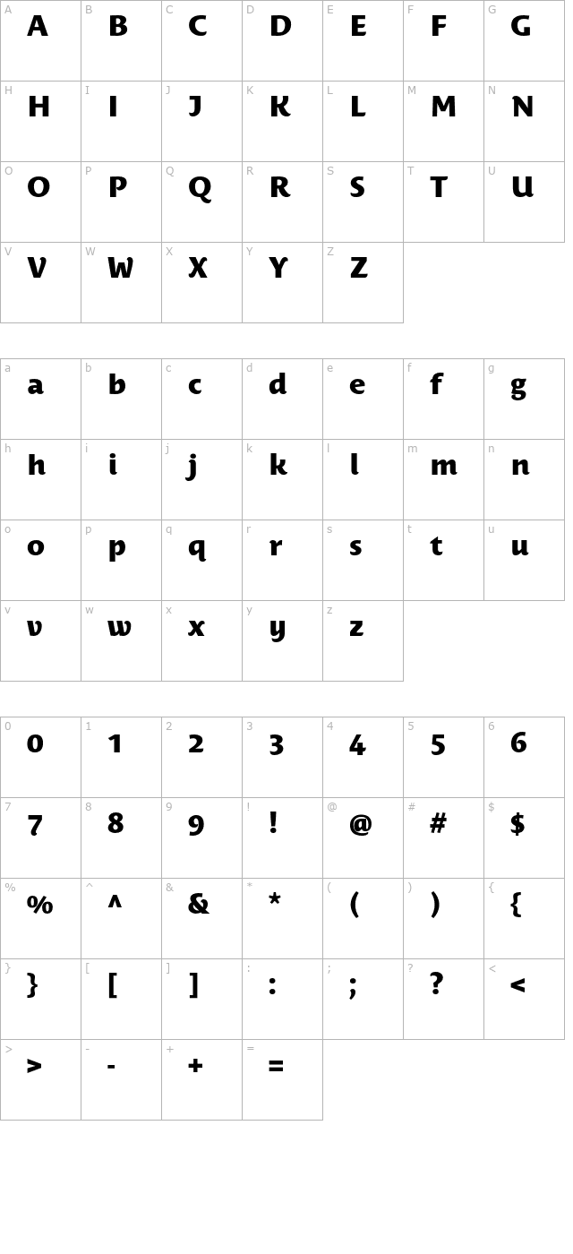 CostaPtf-ExtraBold character map