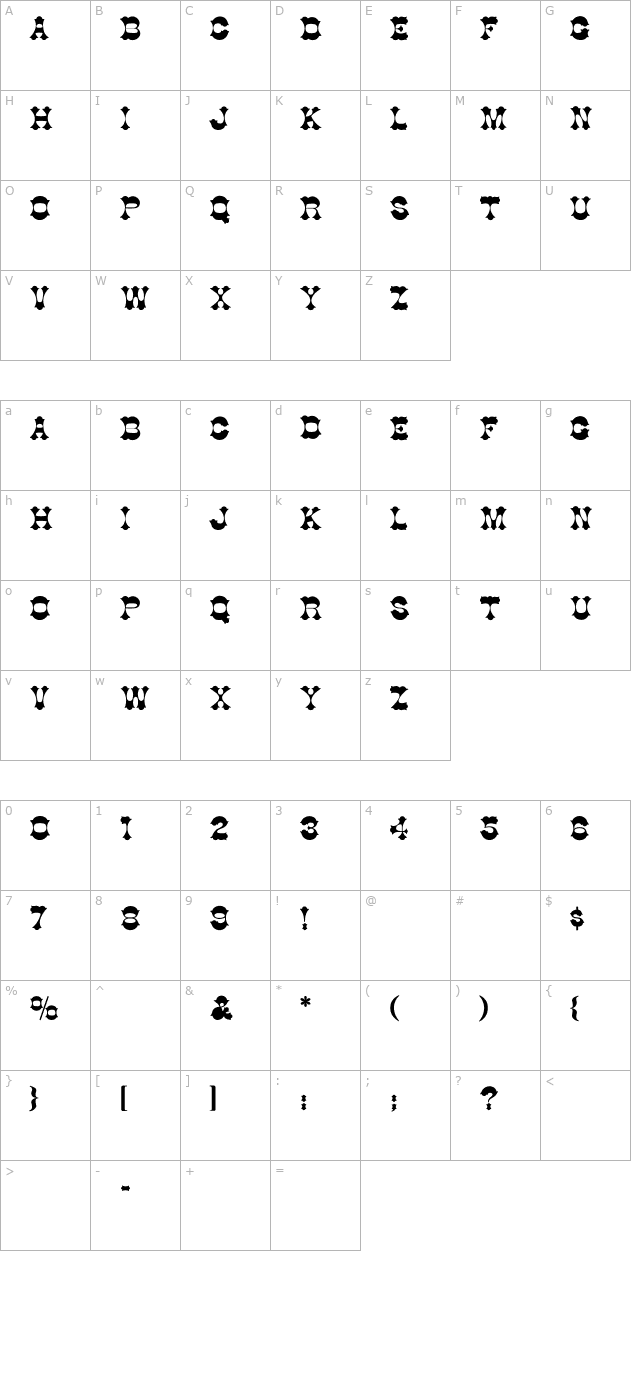 Cottonwood-Normal character map