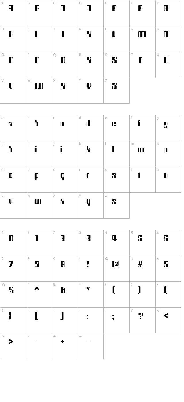 countdowndee character map