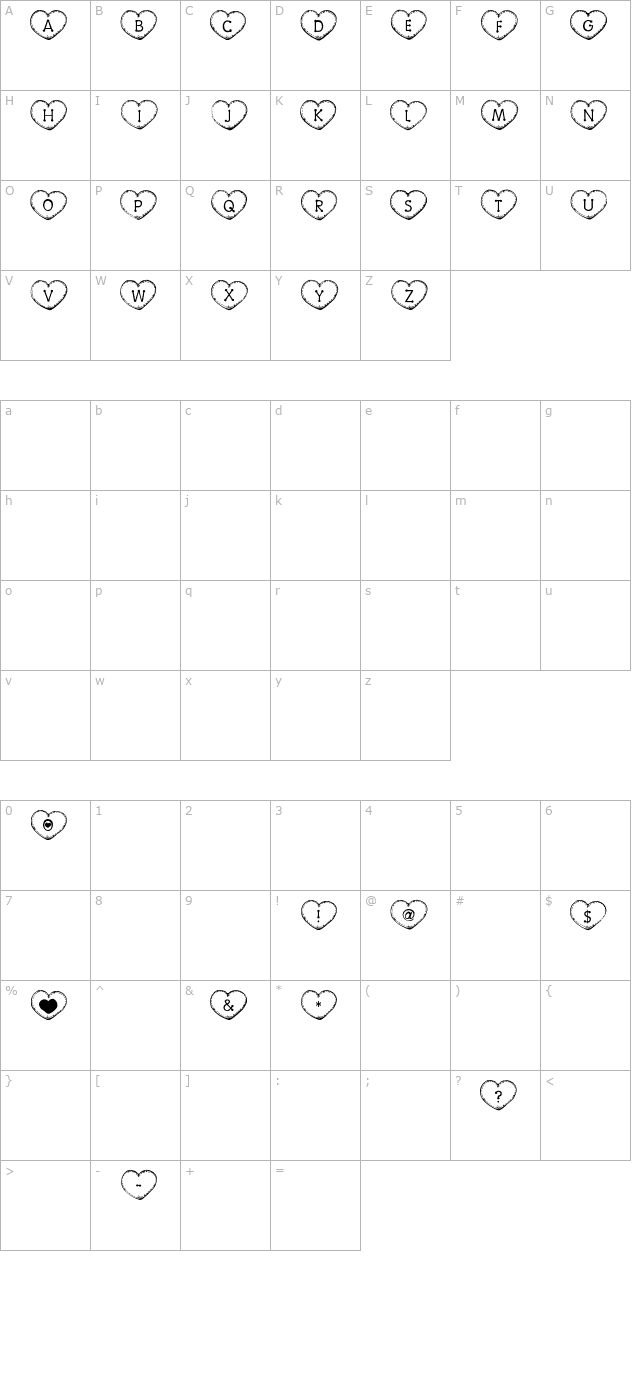 Country Hearts character map