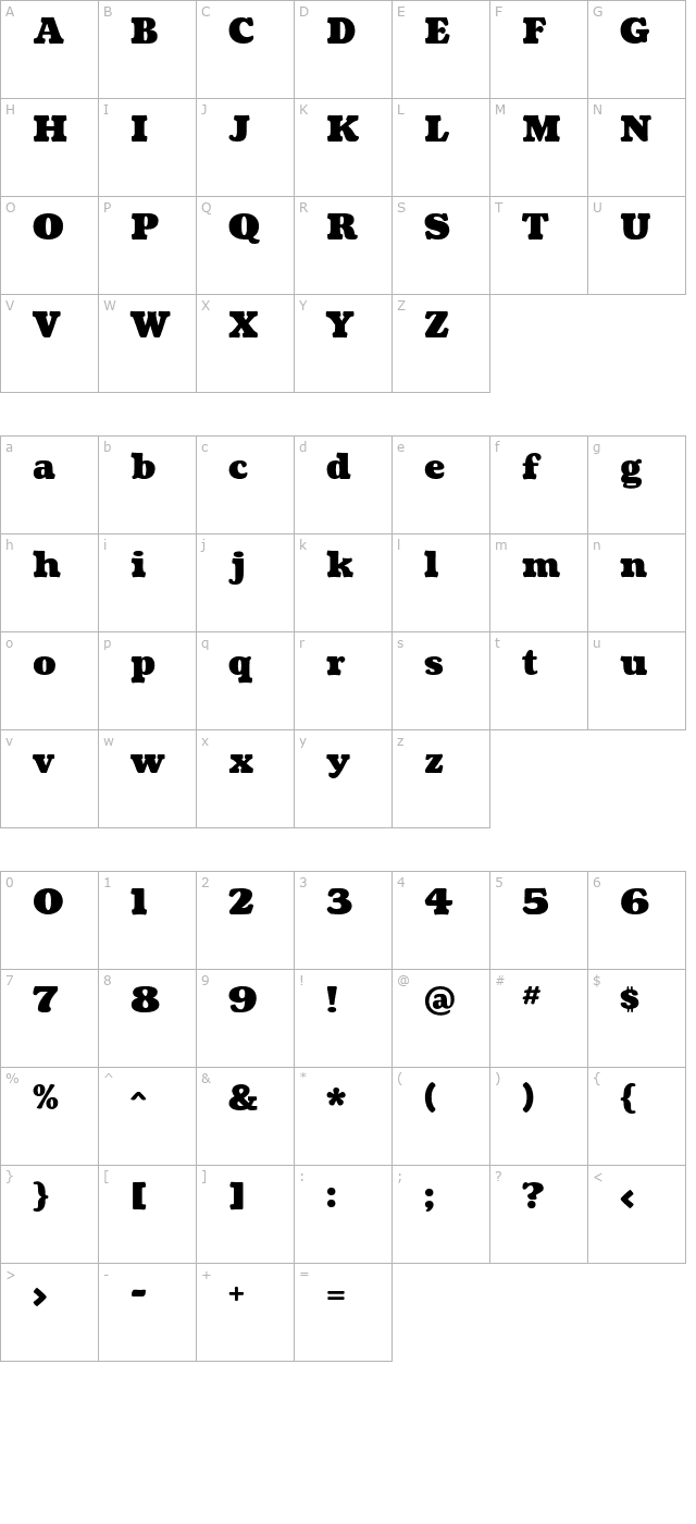 Coustard Black character map