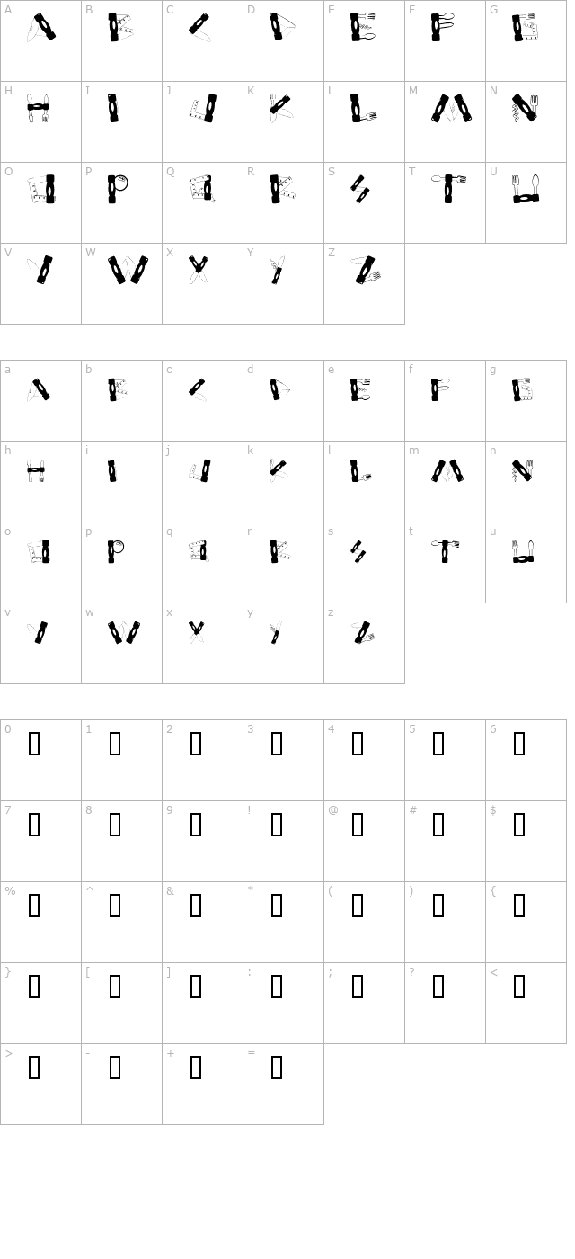 couteau-suisse character map