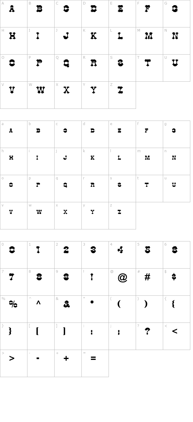 cowboy-bold character map