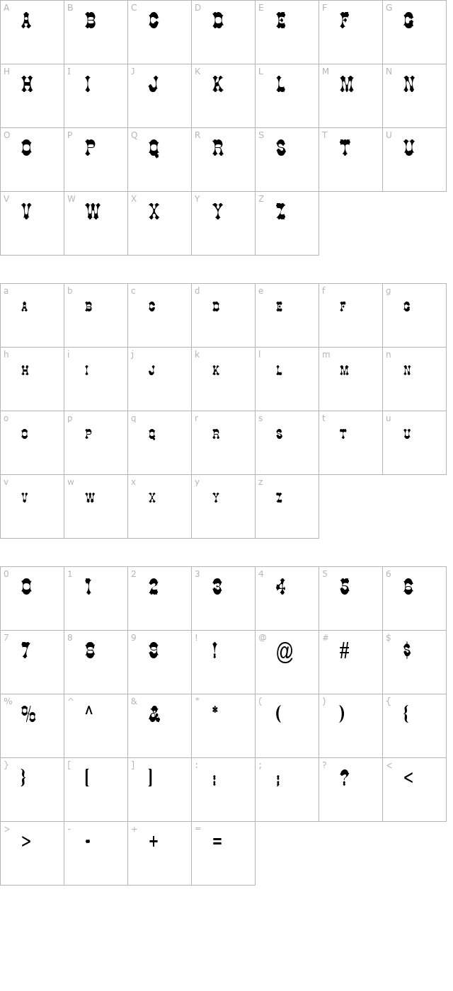 Cowboy Thin Normal character map