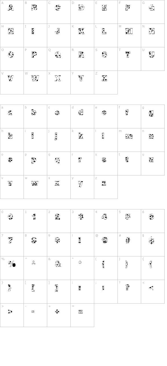 CowSpots character map