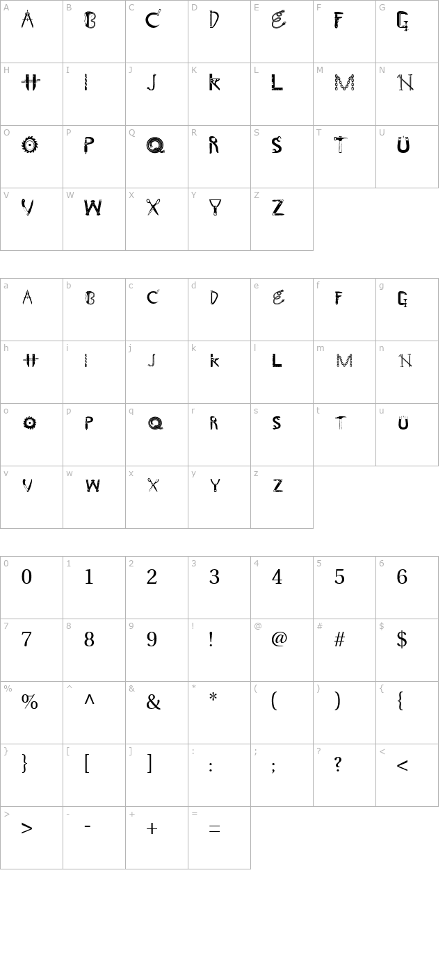 CraftsmanSCapsSSK Regular character map