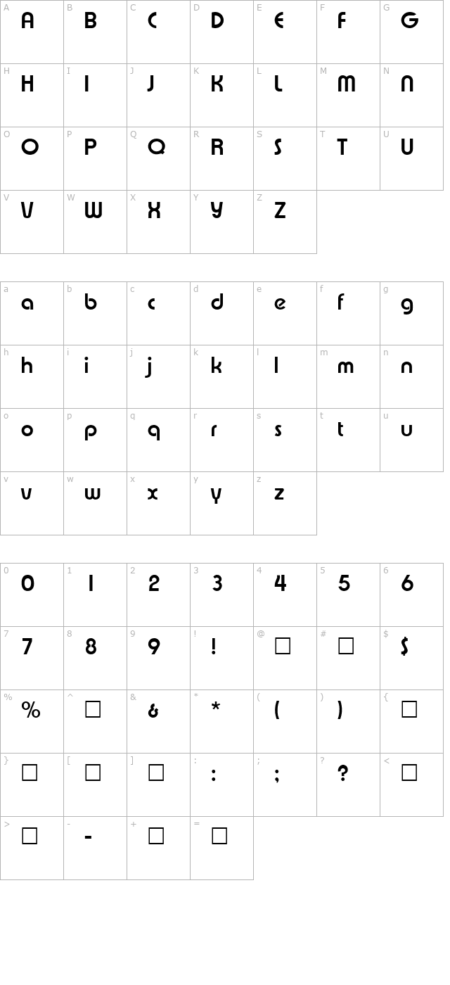 Crandall Regular character map