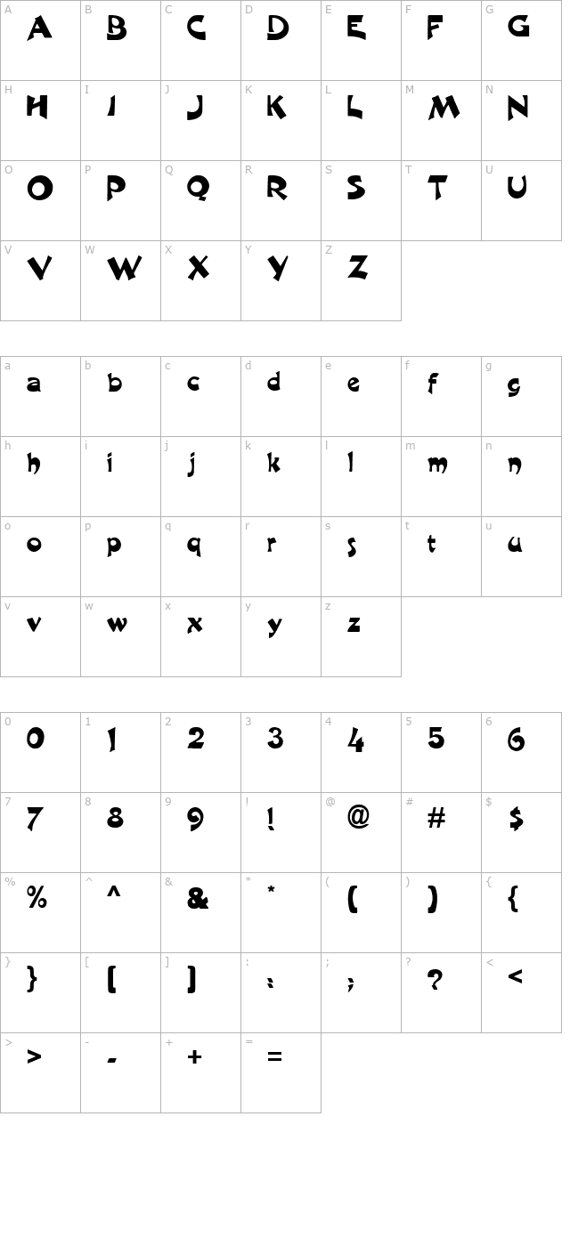 Crane Normal character map