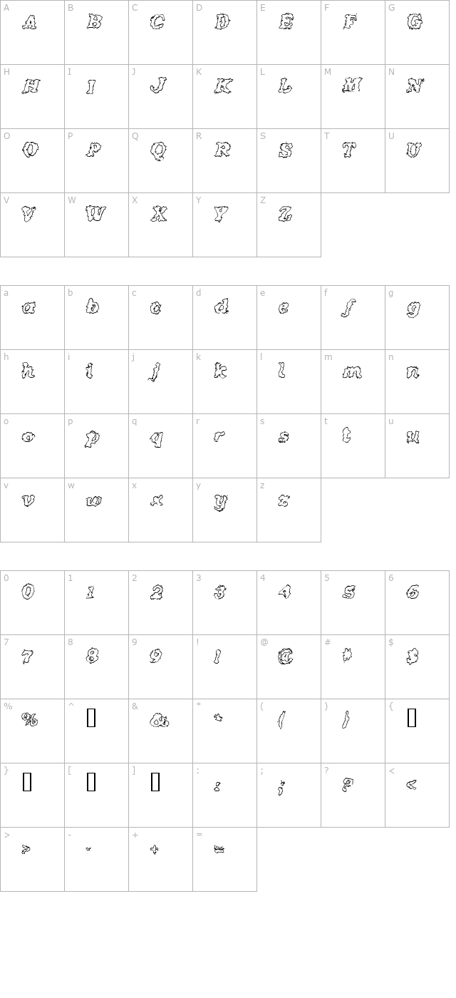 crash-outline character map