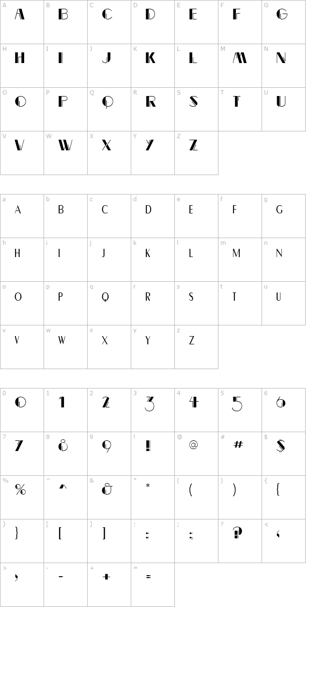 cravat-display-ssi character map