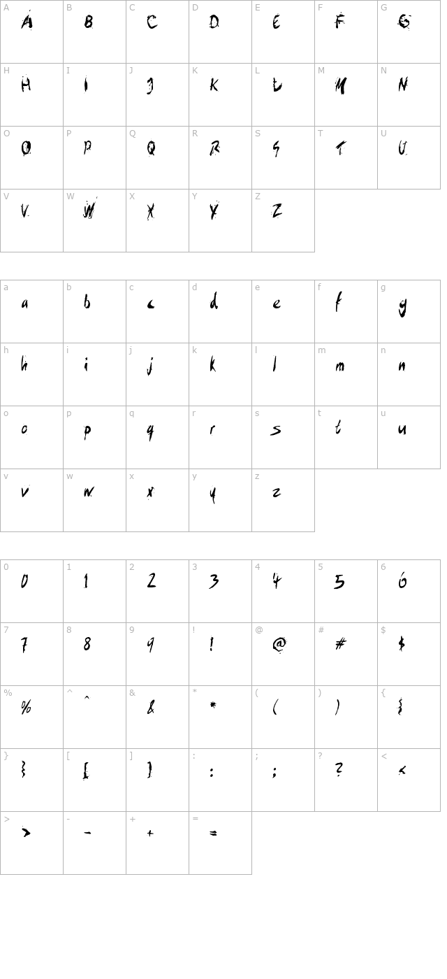 Crazed Regular character map