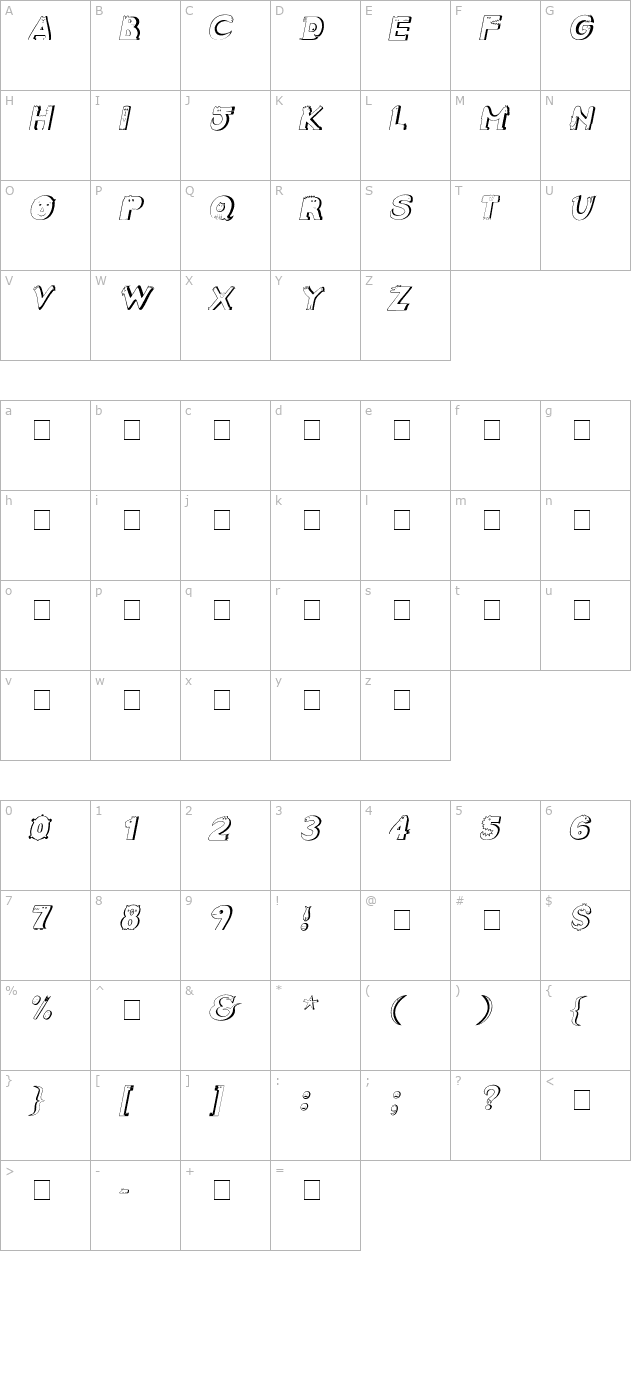 crazy-creatures-italic character map