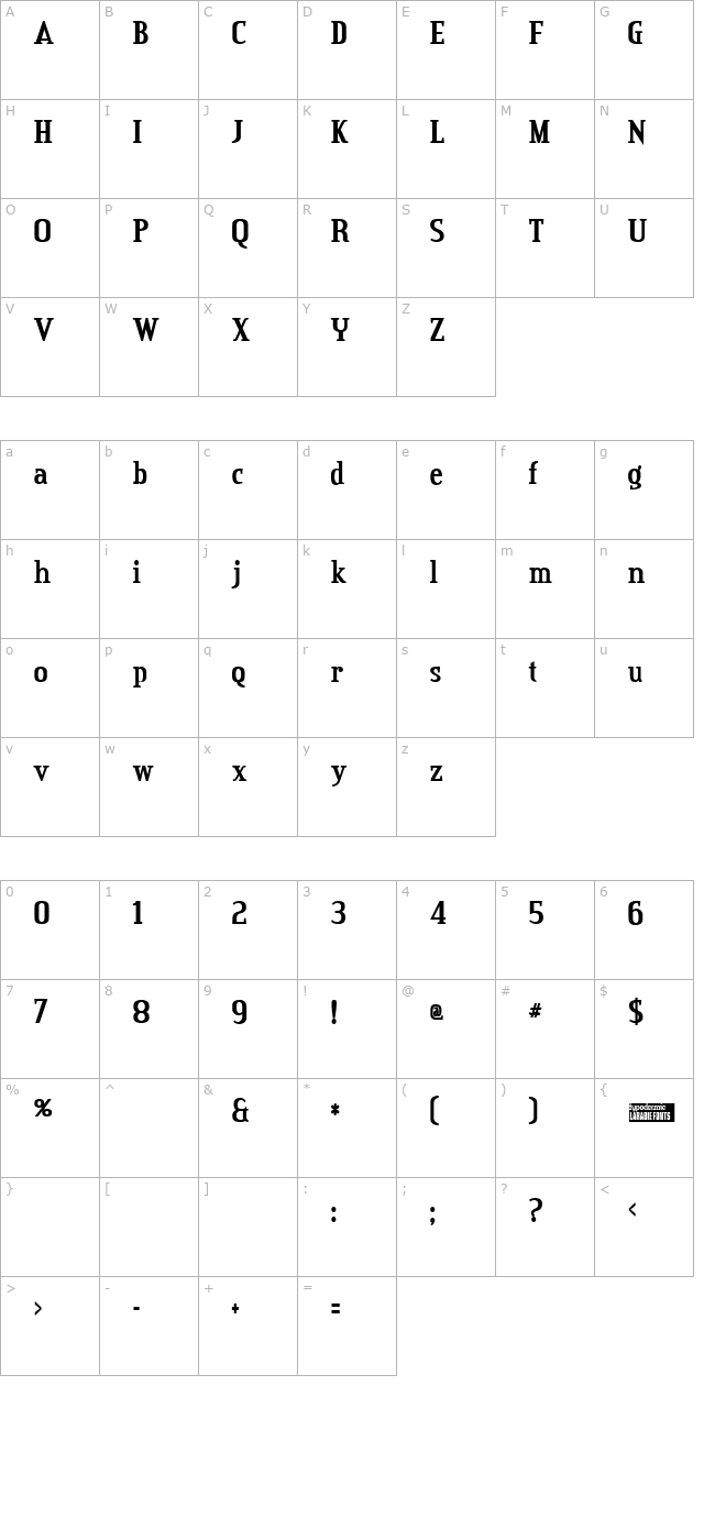 credit-valley-bold character map