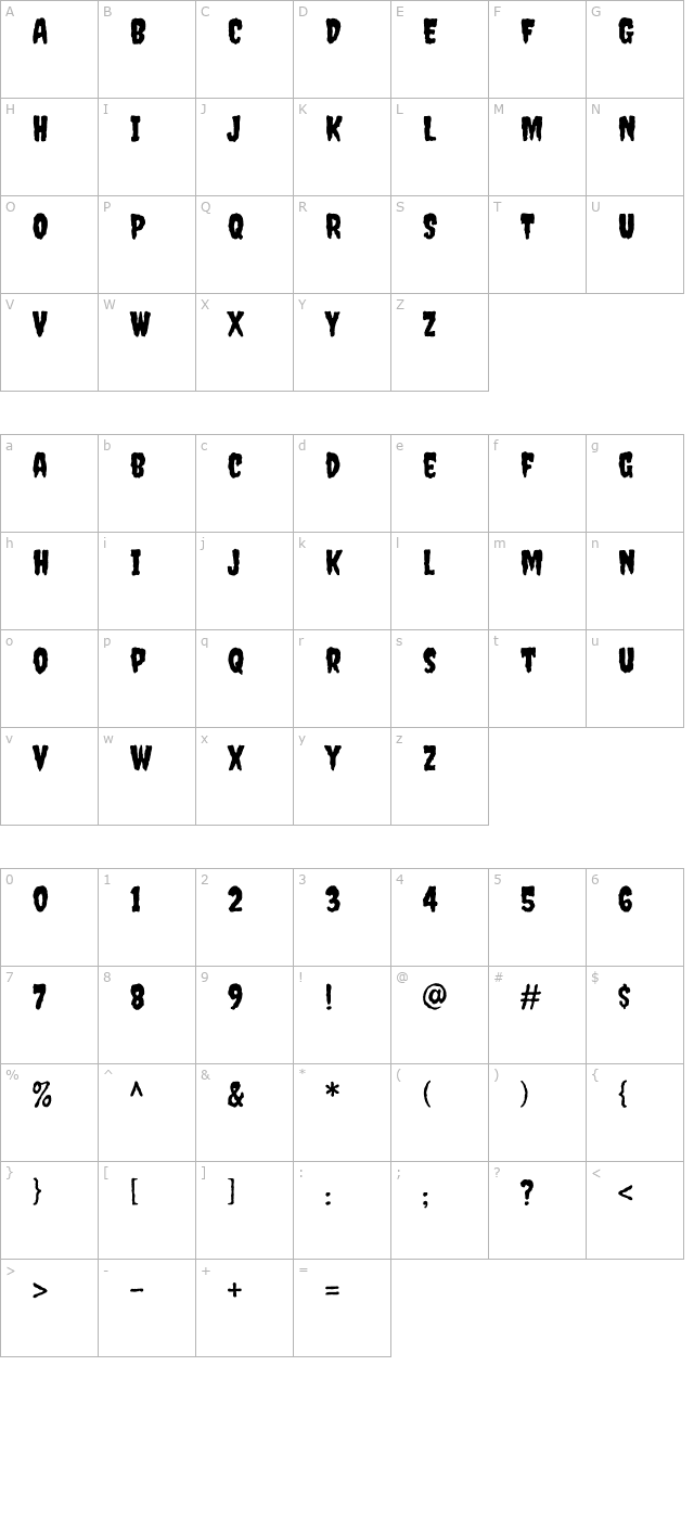 Creepster Caps character map