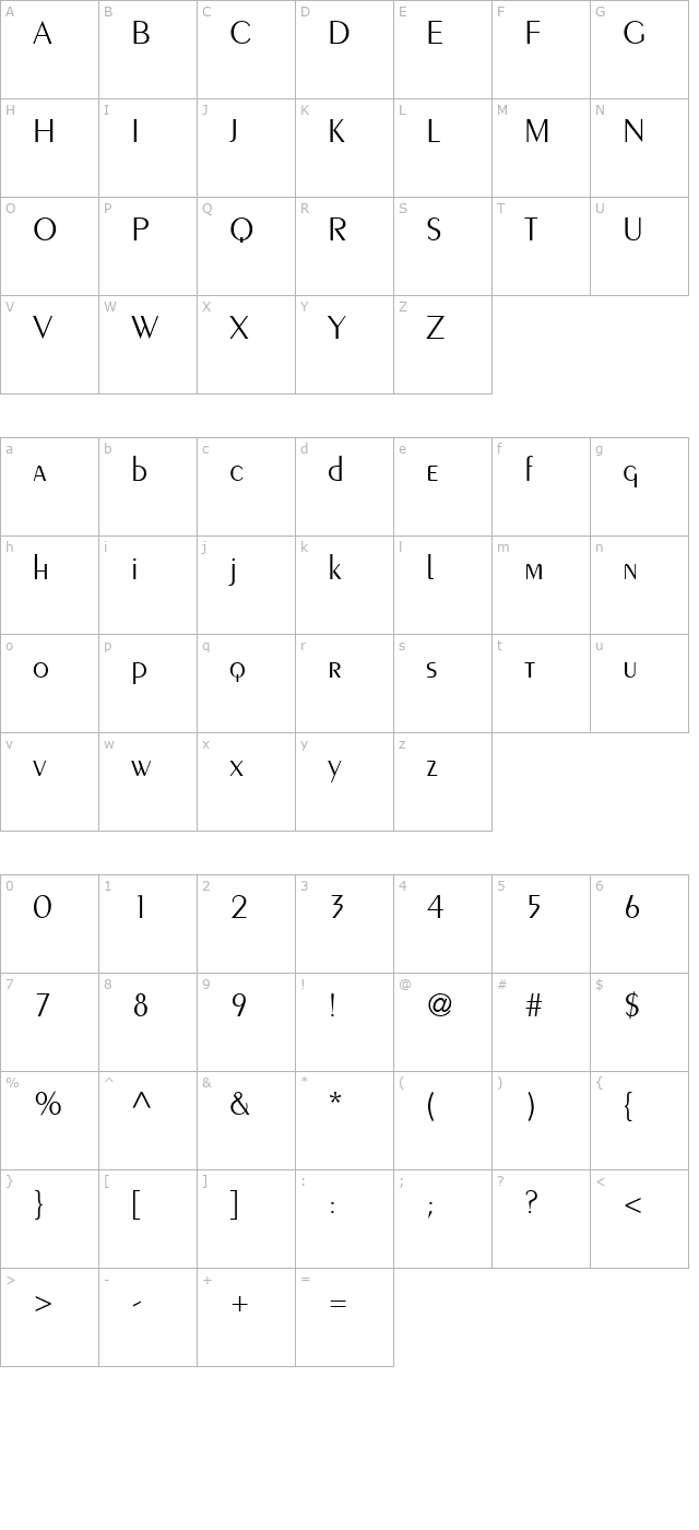 Creme SSi Light character map