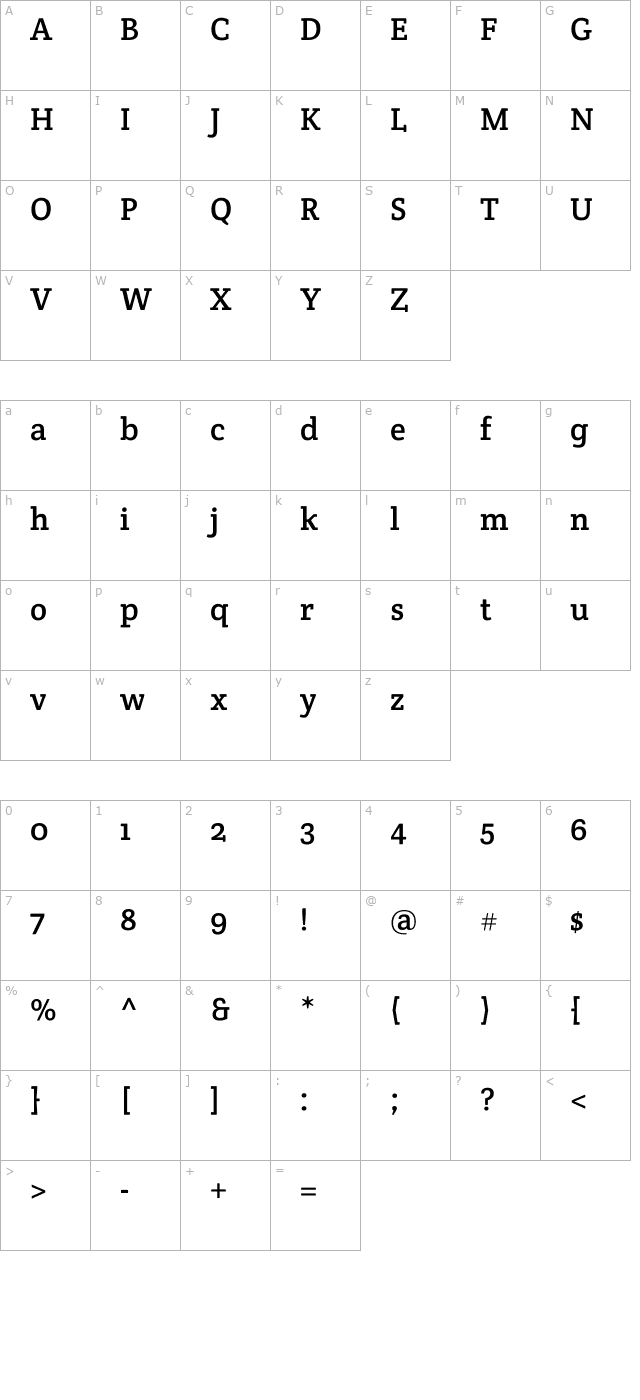 Crete Round character map