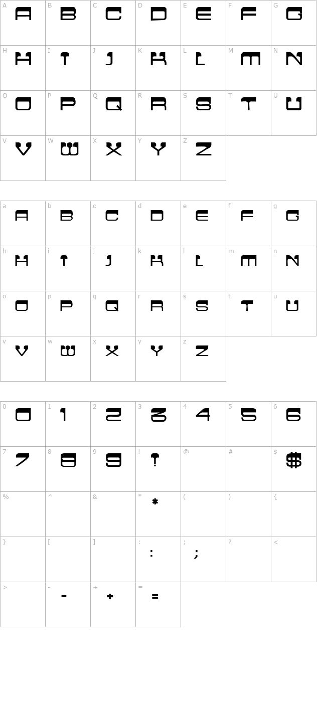 Crew Cut Caps Bold character map