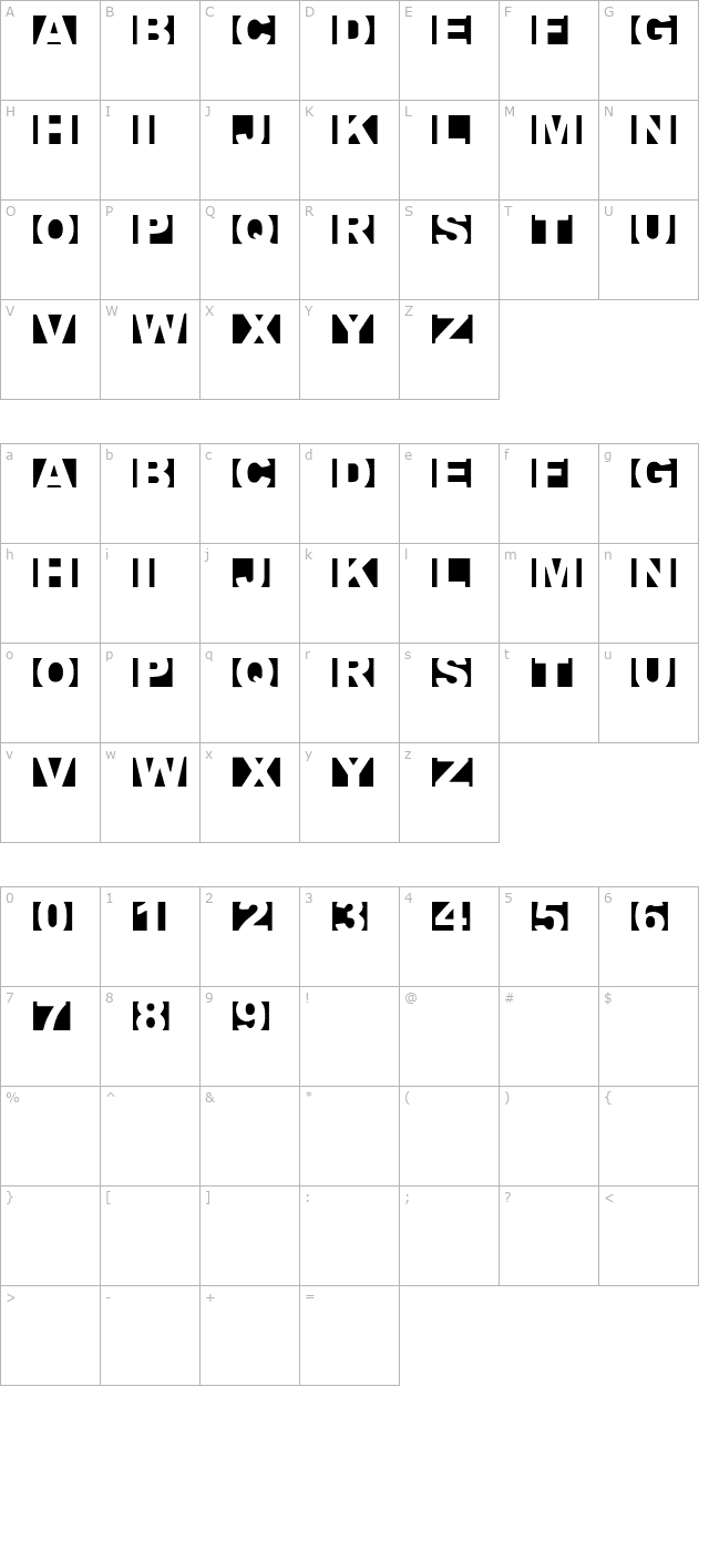 crimescene-afterimage character map