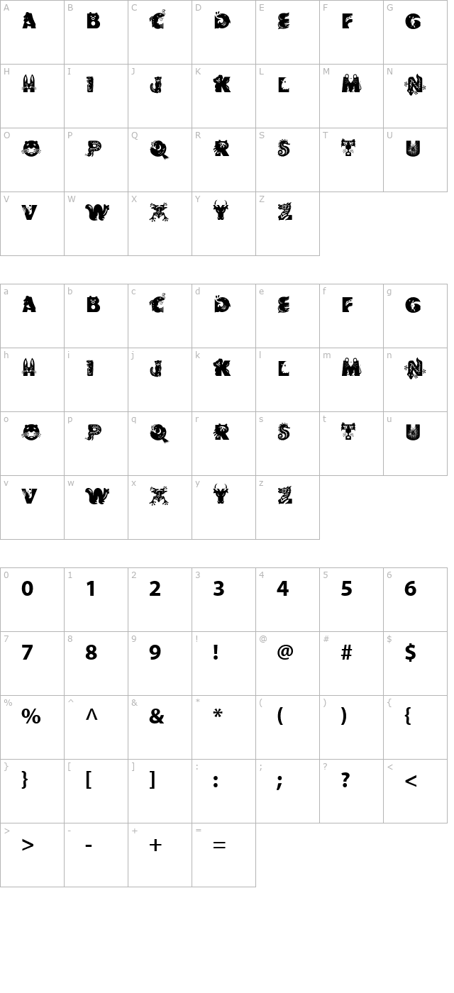 crittera character map