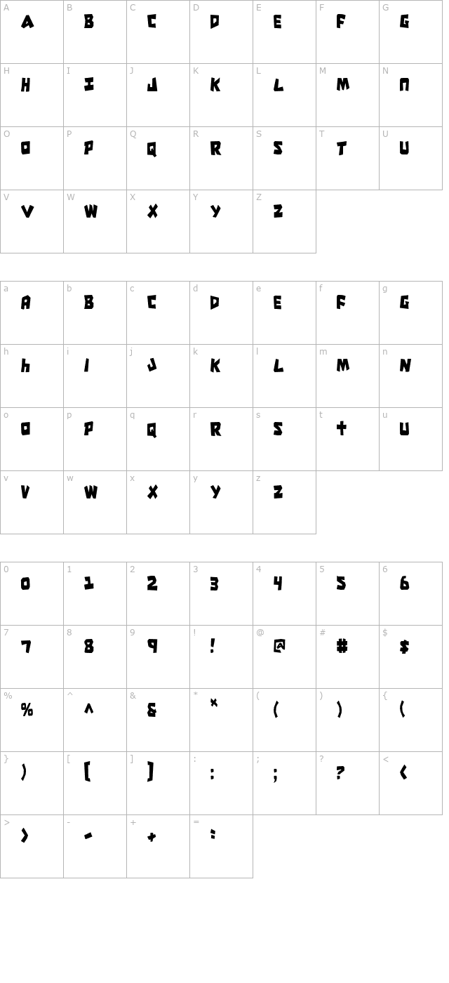 Cro-Magnum Condensed character map