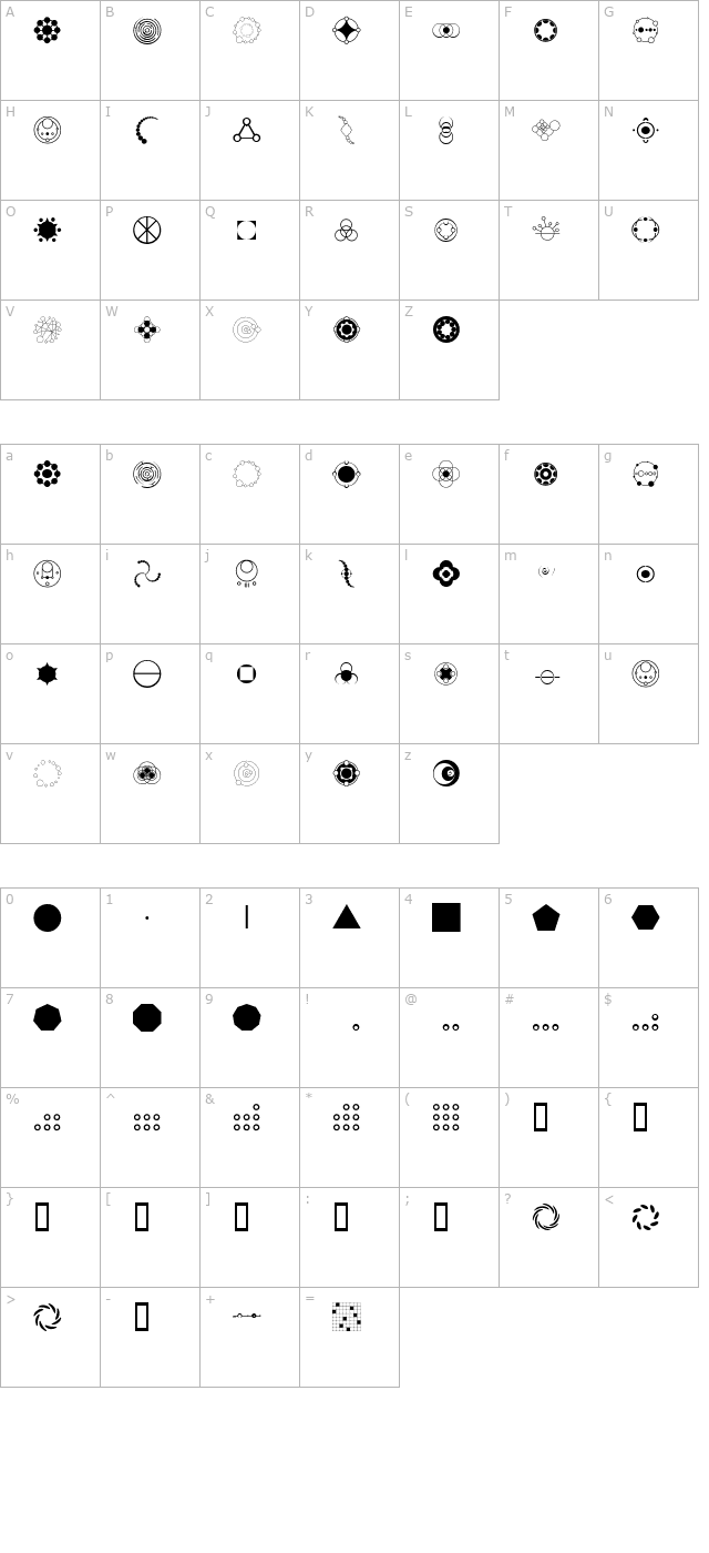 Crop Circle Dingbats character map