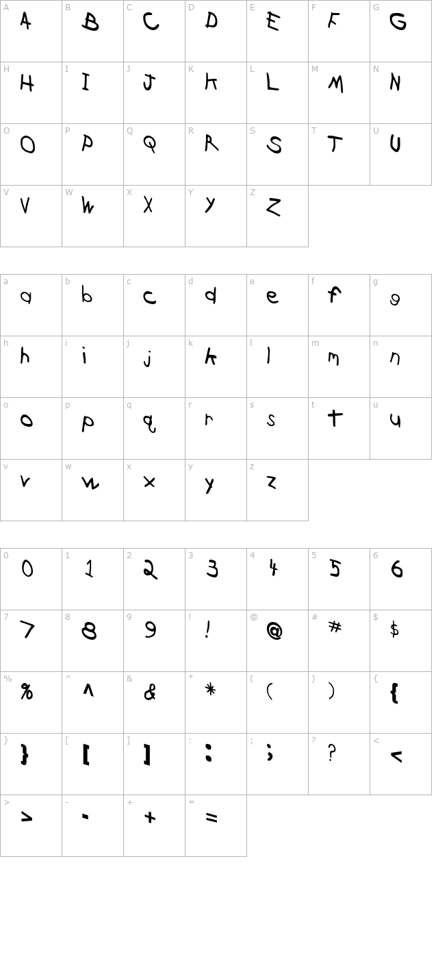 crossfirefont-regular-ttcon character map