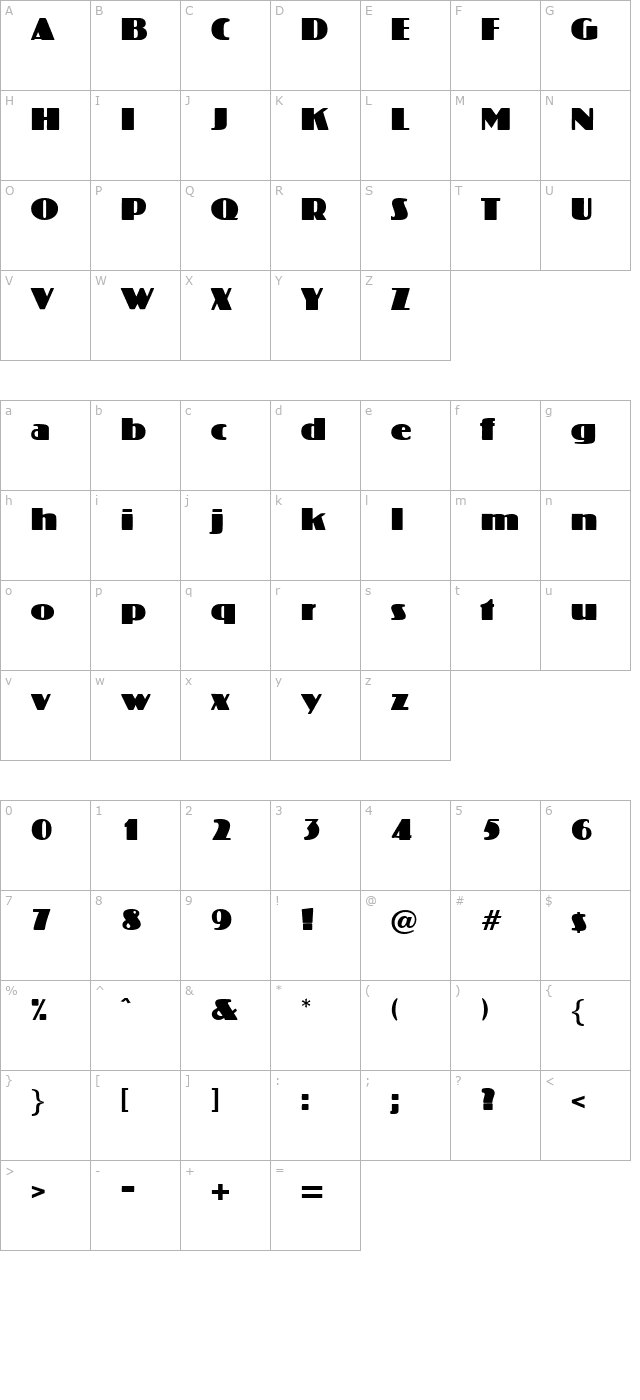 crossharbour-regular character map