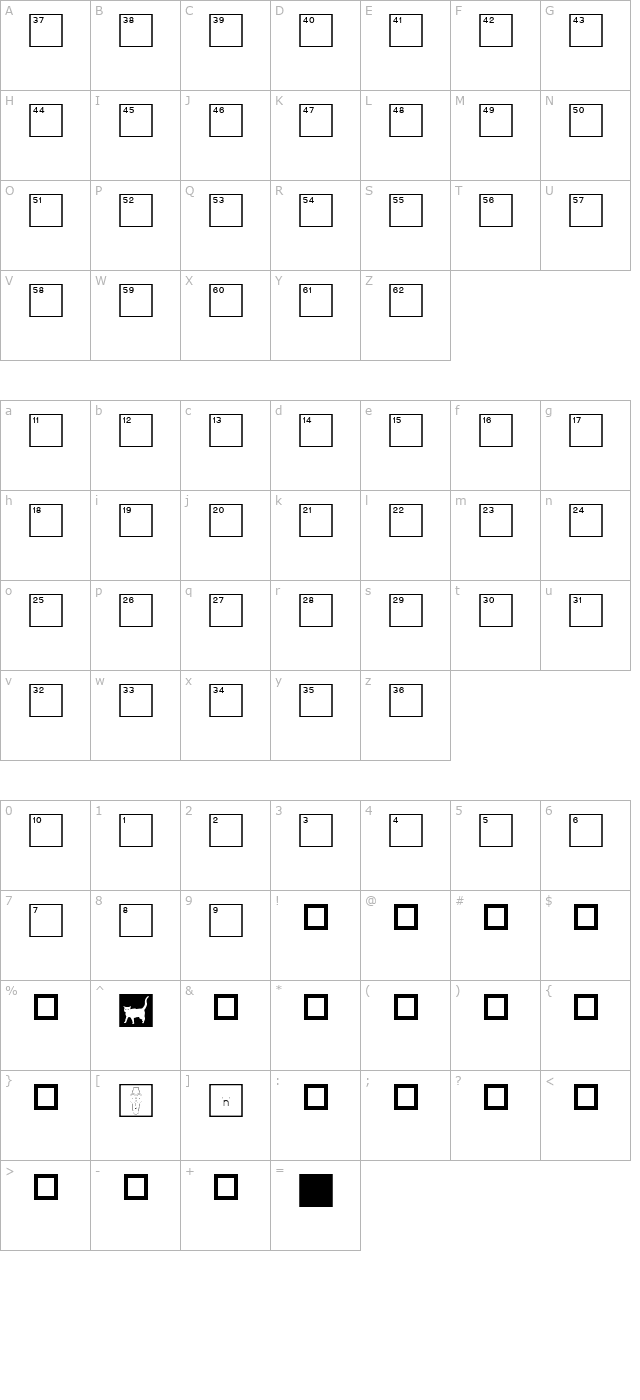 crosswordlownumbers character map