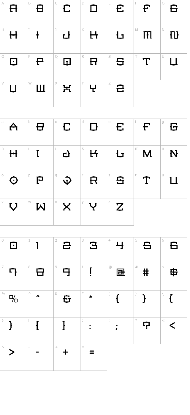 CrucibleLight character map